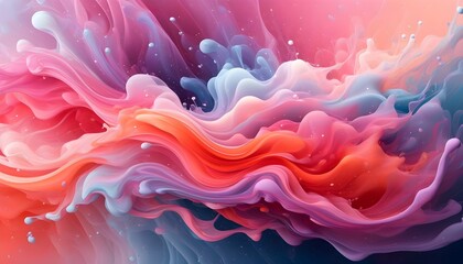 Wall Mural - Elegant red and pink fluid art with soft wave patterns and harmonious blends of color