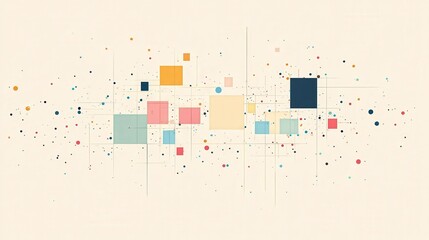 Poster - Vibrant Geometric Abstract Background in Minimalistic Design on Soft Pastel Yellow - Ideal for Wallpaper, Banners, Cards, Landing Pages