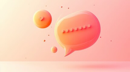 Poster - Modern Neumorphic Quote Bubble Line Icon with 3D Buttons on Pastel Background