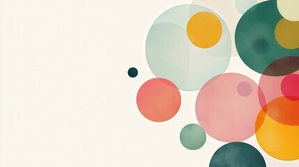 Poster - Tech-Inspired Abstract Geometric Background with Colorful Circles on Clean Pastel Grey | Contemporary Business Design