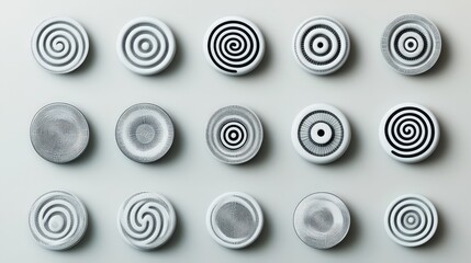 Poster - abstract volute spiral icon set in vector illustration with clean lines and geometric precision on p