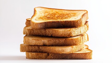 Crispy Roasted Toasts on Bright White Background with Ultra-Realistic Detail