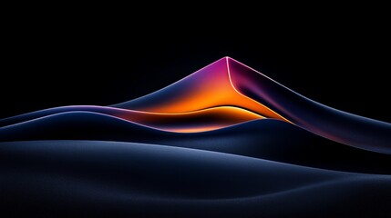 Wall Mural - Abstract Dark Waves: Glowing Peaks of Orange and Purple