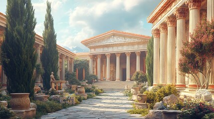 ancient greek preserved structures with timeless classical design and architectural elements picture