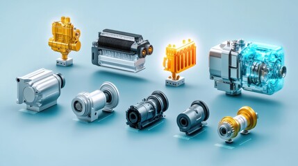 Poster - Various Mechanical Components and Engine Parts Display