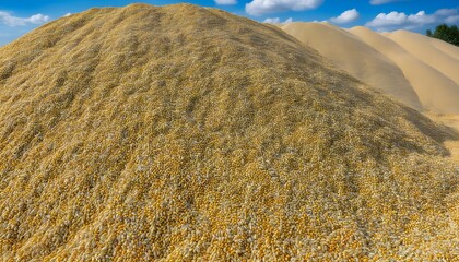 Wall Mural - Cross-section of a massive corn silage pile showcasing vibrant green feed for livestock