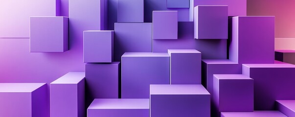 Aufkleber - Abstract geometric composition with purple and pink cubes
