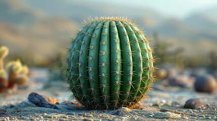 Wall Mural - Close Up of a Prickly Pear Cactus in the Desert