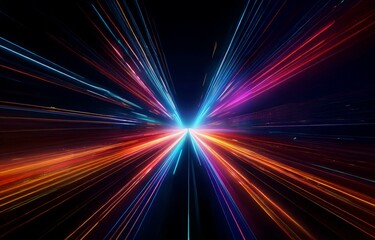 Aufkleber - Abstract digital art with multicolored streaks of light.