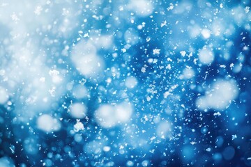 Sticker - Abstract Blue Background with Falling Snowflakes and Bokeh Lights