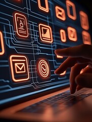 Fototapete - data management technology system and IA generative. : Generative AI