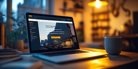 Aufkleber - website of electrical contractor displayed on the screen of laptop : Generative AI