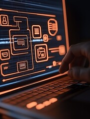 Fototapete - data management technology system and IA generative. : Generative AI