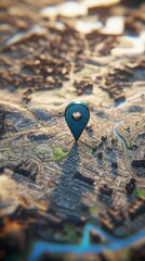 Poster - map with location pin, abstract 3d illustration. navigation and geolocation concept