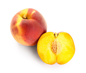 Canvas Print - Sweet peaches on white background