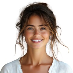 Poster - A woman with brown hair and a smile on her face