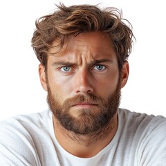 Poster - A man with a beard and blue eyes is looking at the camera