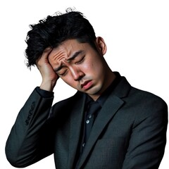 Poster - A man in a suit is holding his head in his hands