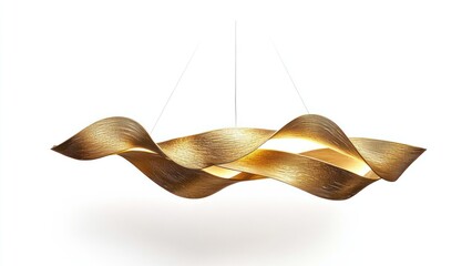 Poster - A gold colored light fixture with a wave shape