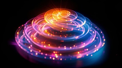 Fototapete - A vibrant display of swirling light trails in a dark setting.