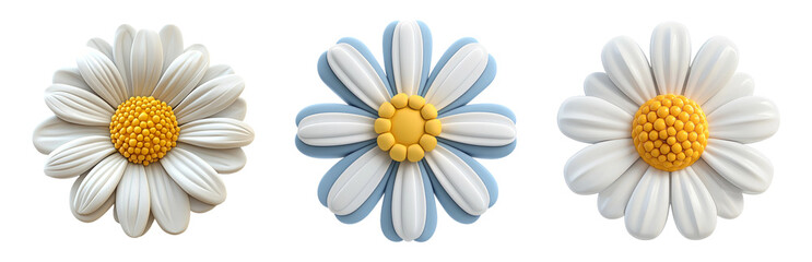 Wall Mural - Colorful Floral Designs with Daisies on a Black Background Isolated on Transparent Background