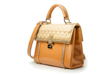 Fashionable female hand bag isolated on white background