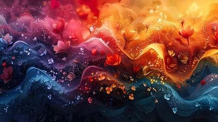 Poster - Abstract Floral Art: Vibrant Colors and Swirling Patterns