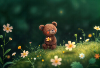 teddy bear with flowers