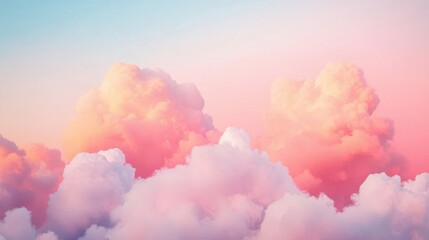 Wall Mural - soft pink clouds drift gracefully in the sky during a picturesque sunset, creating a calming and enc
