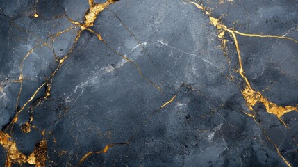 Poster - Rich dark marble features bold gold veins, providing a stunning and sophisticated surface ideal for various design applications