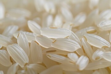 Close up of uncooked white rice. Shallow depth of field.