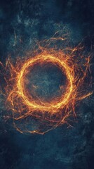 Poster - A vibrant red electric ring of swirling energy contrasts against a textured dark background, embodying dynamism and creativity