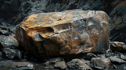 Close-Up of a Large Rock in a Mountainous Landscape