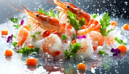 Wall Mural - Elegantly Presented Gourmet Seafood Delicacy Celebrating Culinary Mastery with Premium Ingredients