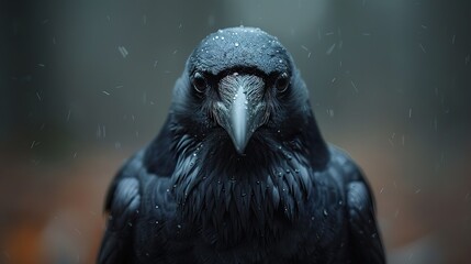 Poster - Intense Stare of a Raven in the Rain