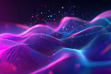 Fototapete - Abstract waves of vibrant colors create a dynamic, futuristic landscape. Perfect for technology and digital art themes.