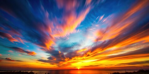 Wall Mural - blurred silhouette of a sunset with colorful sky and clouds , abstract, blurred, silhouette, sunset,