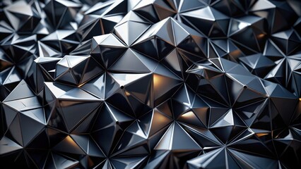 Wall Mural - Abstract black crystal background with faceted texture, perfect for wide panoramic wallpaper ,  render, abstract, black