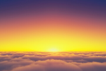 cloudscape of beautiful sunrise with vibrant colors from yellow to red to purple, perfect morning sky, photorealistic