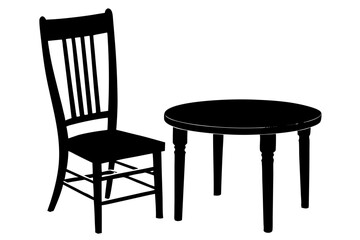 Wall Mural - a simple wooden chair and table  silhouette