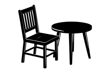 Wall Mural - a simple wooden chair and table  silhouette