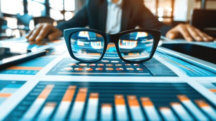 Poster - Business Analysis with Glasses on Financial Reports