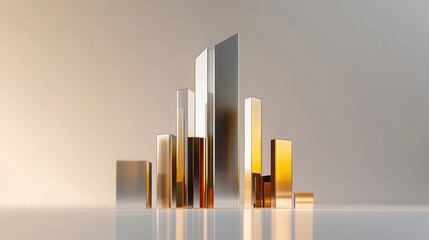 Aufkleber - Geometric Metallic Structures on Reflective Surface