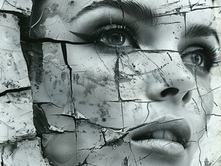 Poster - Abstract Portrait of a Woman in Black and White