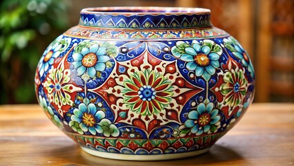 Beautifully crafted decorative ceramic vase with intricate floral patterns and vibrant colors