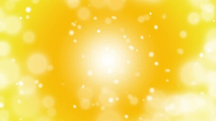 Wall Mural - 見上げるとキラキラと中心からふわふわな雪が降る 背景黄色 Winter Snowflake Series:Looking up, fluffy snow falls from the center, sparkling with a yellow background
