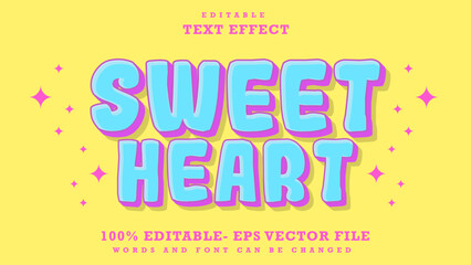Fototapete - Minimal 3d Word Sweetheart Editable Text Effect Design, Effect Saved In Graphic Style