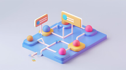 Wall Mural - User Flow Icon User Experience 3D