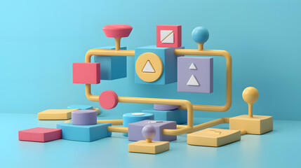 Wall Mural - User Flow Icon User Experience 3D