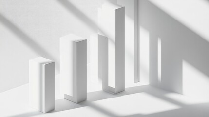 Aufkleber - Minimalist White Bar Graph with Shadows and Light Effects